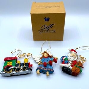 Avon 1998 Folkart Sparkle Ornament Set of 3 Christmas